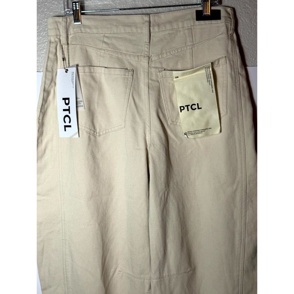 PTCL Cove Low Loose Jeans Womens 29 Beige Denim Cotton High Rise Barrel Leg - Picture 10 of 13